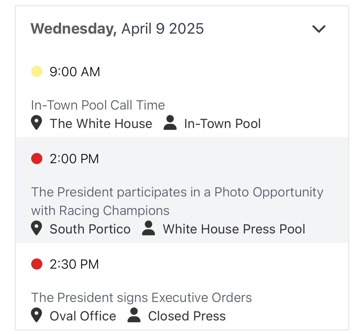 Donald j. Trumps public schedule