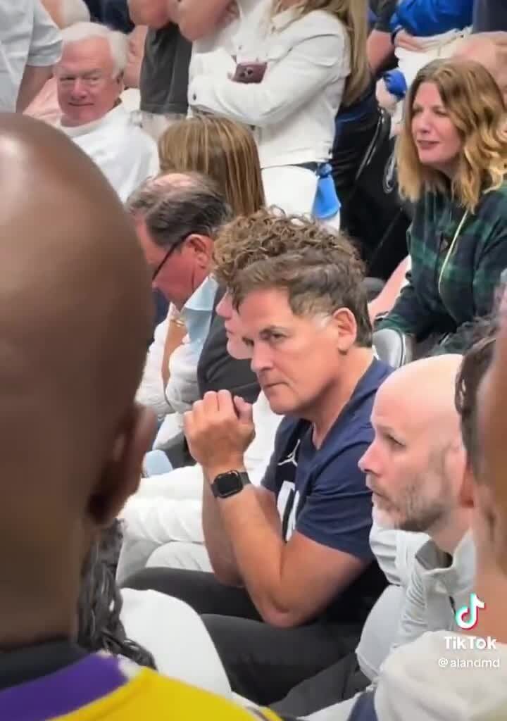 Mark Cuban was in disbelief during the ‘Fire Nico!’ chants in the closing moments of the game.