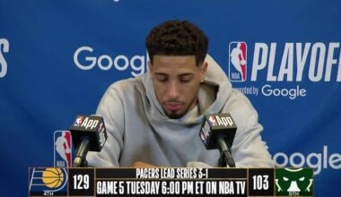 Tyrese Haliburton: "I want to send my thoughts and prayers to Dame. What you see between us is competing, and you hate to see that happen, especially to a guy who's went through a lot and he's giving it his all to come out here and play [...] it's well documented the love I have for that guy"