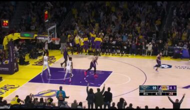 [Highlights] Reaves secures the tap out and goes behind the back before finding LeBron for the lob