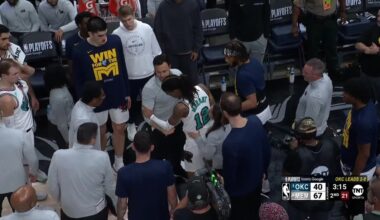 [Highlight] Ja Morant lands hard on his left gip, after Lu Dort attempts to contest him and cuts him in mid-air. Ja remains on the floor for the free throws, misses both, and takes off his jersey in frustration as he heads to the locker room. Full incident and aftermath, with replays.