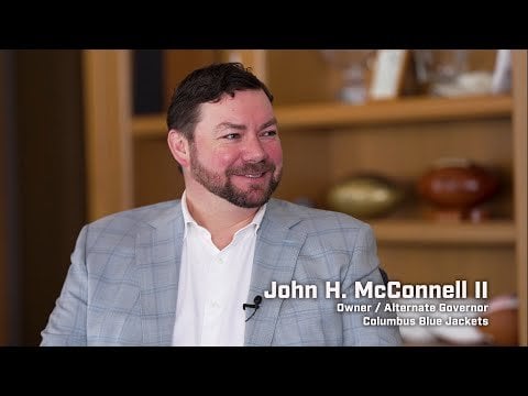 Jody Shelley with Blue Jackets Alternate Governor John H. McConnell II