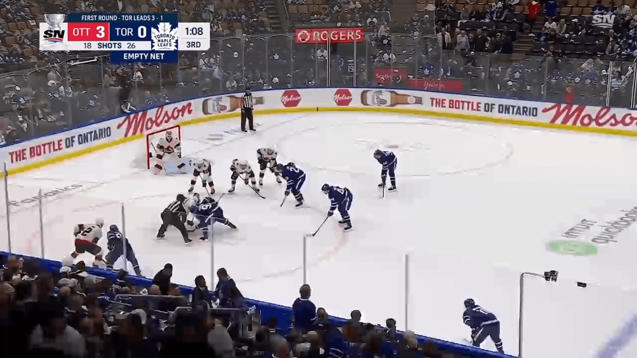 [OTT (4)-0 TOR] Some boos can be heard from the home crowd and then Tkachuk adds on another empty netter