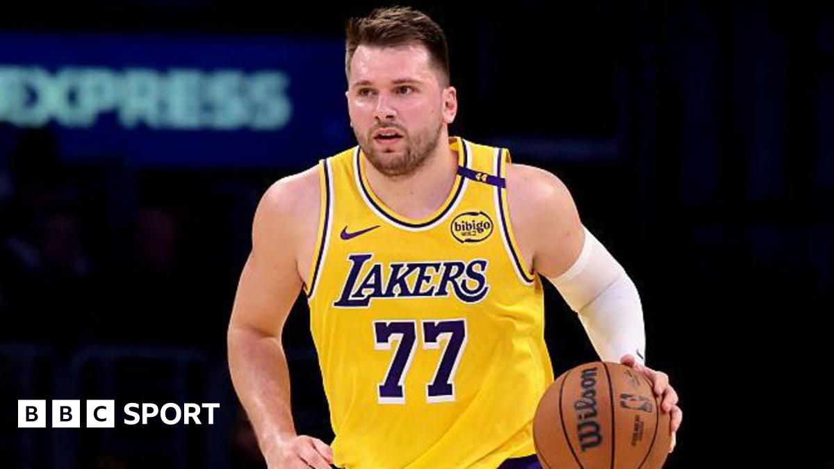 Luka Doncic wears the 77 jersey while playing for the LA Lakers