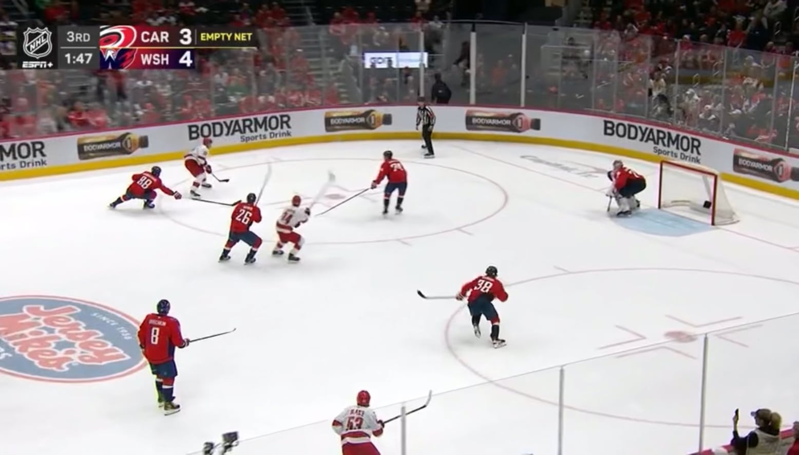 Jarvis goal, Aho assist, 6v5 EN - going to OT