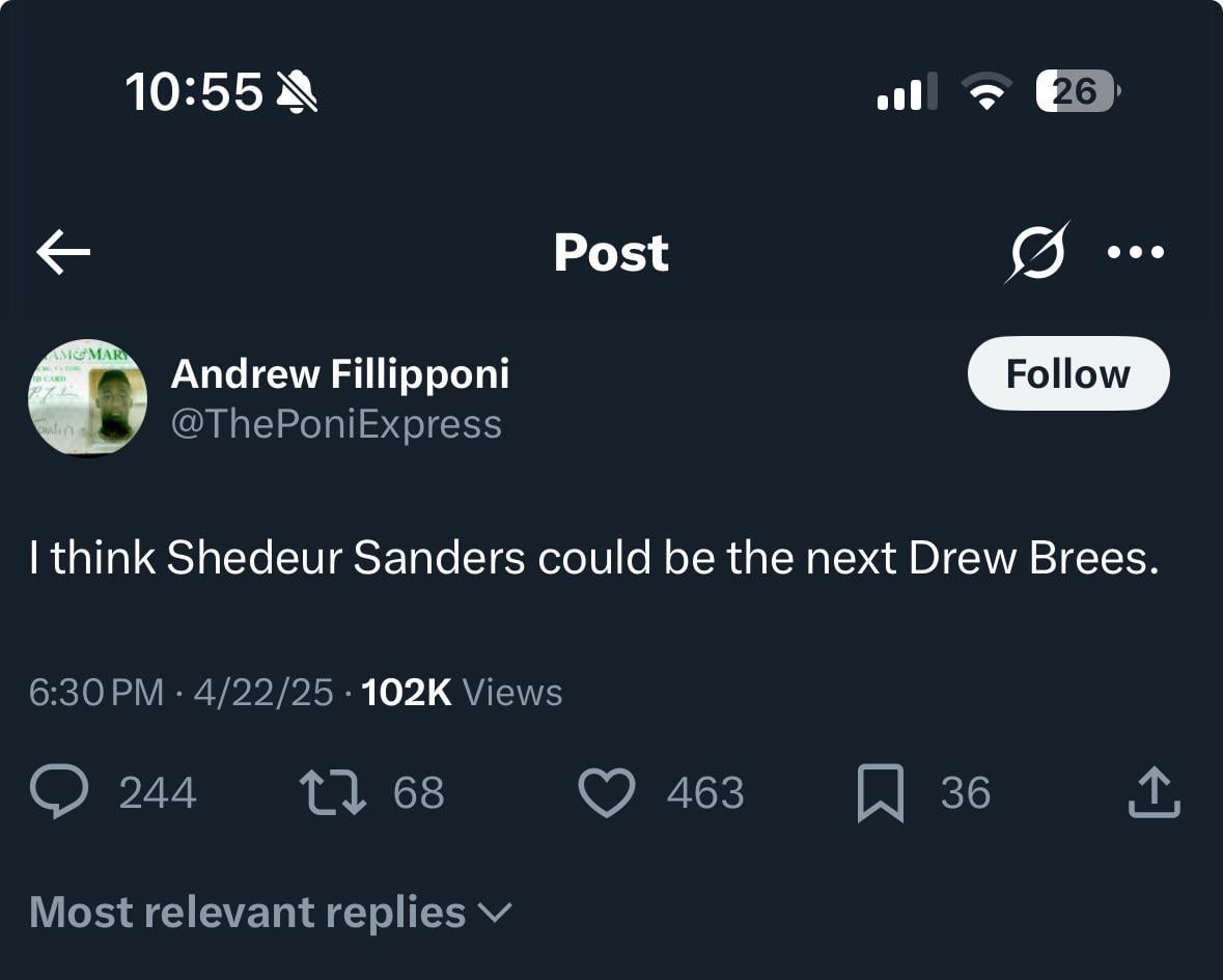 Whelp, that seals it. We are so cooked if we take Shedeur guys.