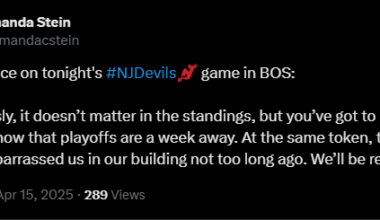 [Stein] Brett Pesce on tonight's #NJDevils game in BOS: “Obviously, it doesn’t matter in the standings, but you’ve got to ramp it up now, now that playoffs are a week away. At the same token, these guys embarrassed us in our building not too long ago. We’ll be ready.”