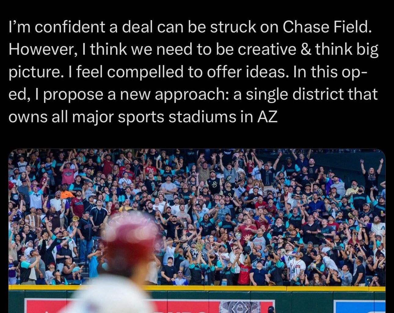 Tom Galvin’s thoughts on Chase Field being part of a bigger picture. Maybe the district as a Coyotes 2.0 option?