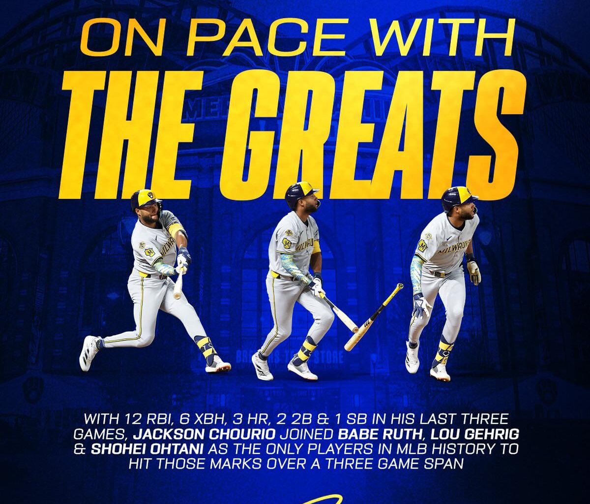 Jackson Chourio edged in history at just 21 years old.