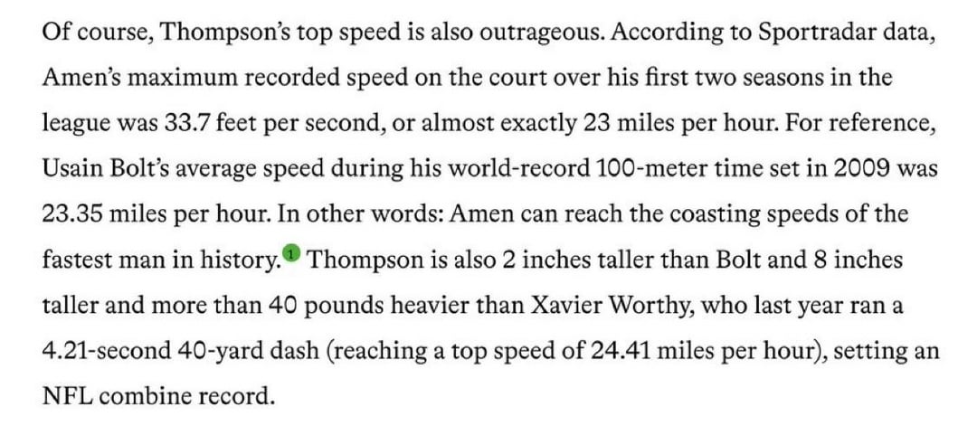 insane excerpts re: Amen’s athleticism (c/o @stanfordkp on X and from Danny Chau’s Ringer article - https://www.theringer.com/2025/04/09/nba/amen-thompson-houston-rockets-defense-athlete-nba-history)