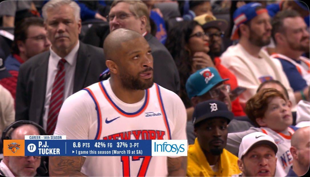 Watching random games, just saw PJ suit up for real rotation minutes for the Knicks