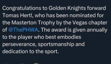 Hertl Nominated for Masterton