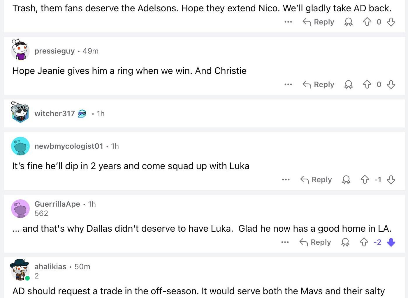 r/Lakers Reaction to r/Mavs AD Criticism