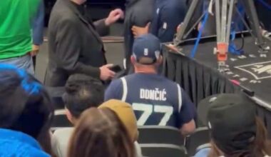 The Fan who yelled "FIRE NICO" right in Nico Harrison's face got confronted by security a few minutes later.