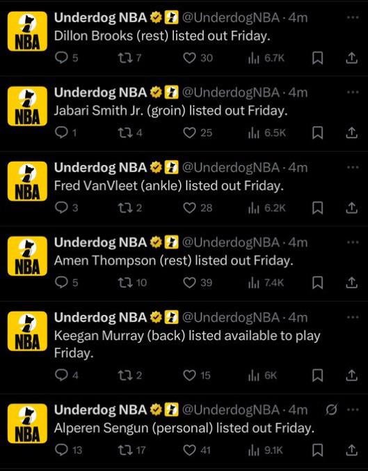 Everyone out today besides Jalen