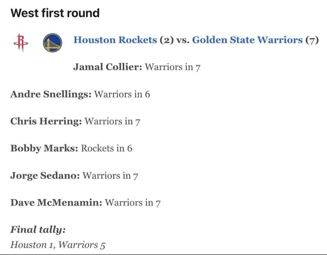 ESPN's Prediction for Rockets-Warriors