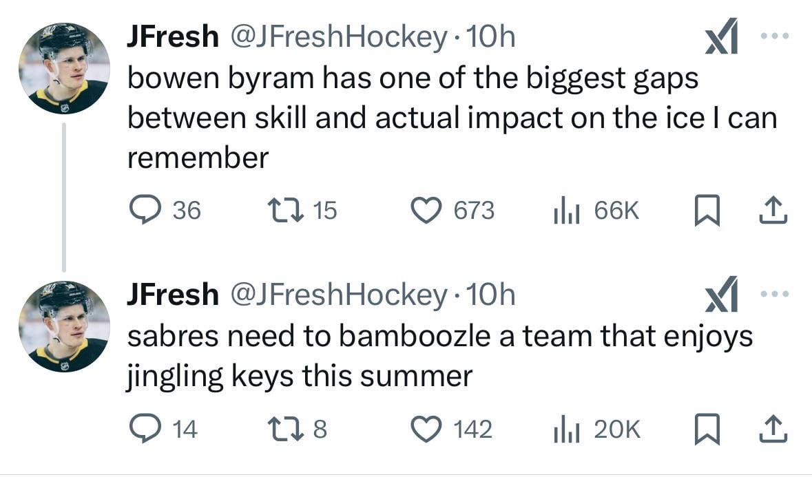 [JFresh] Bowen Byram has one of the biggest gaps between skill and actual impact on the ice I can remember
