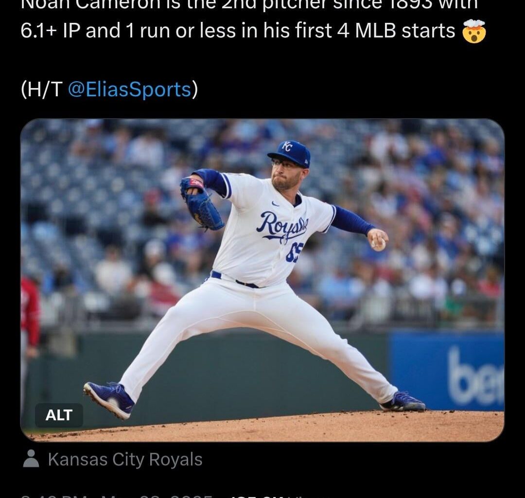 [MLB] Noah Cameron is the 2nd pitcher since 1893 with 6.1+ IP and 1 run or less in his first 4 MLB starts 🤯