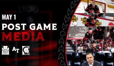 David Perron, Brady Tkachuk, Linus Ullmark, Thomas Chabot, Travis Green Game Six Postgame Media