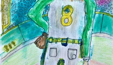 Drawing I made of an A’s pitcher at sunset.