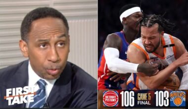 FIRST TAKE | "Knicks have issues to address" -Stephen A. on Pistons beat Knicks 106-103 to force gm6
