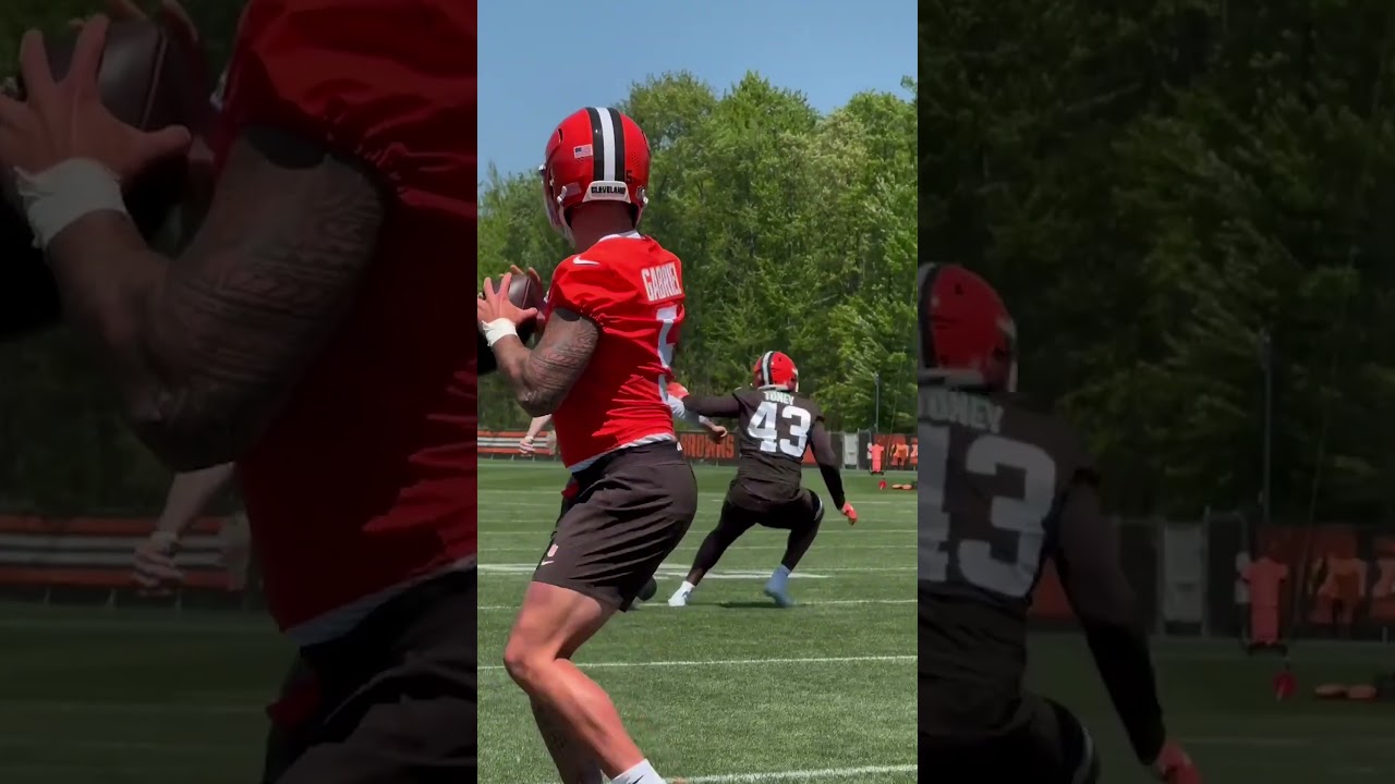 Shedeur Sanders and Dillon Gabriel throwing on day 2 of rookie minicamp! #browns #nfl