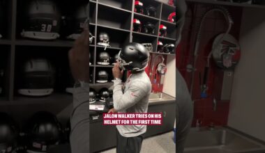 Jalon Walker tries on his helmet for Rookie Camp 🤩  #nfl #atlantafalcons #falcons  #nflfranchise
