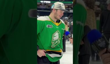 #sanjosesharks 1st rounder Sam Dickinson on winning back-to-back #ohl finals with Kasper Halttunen.