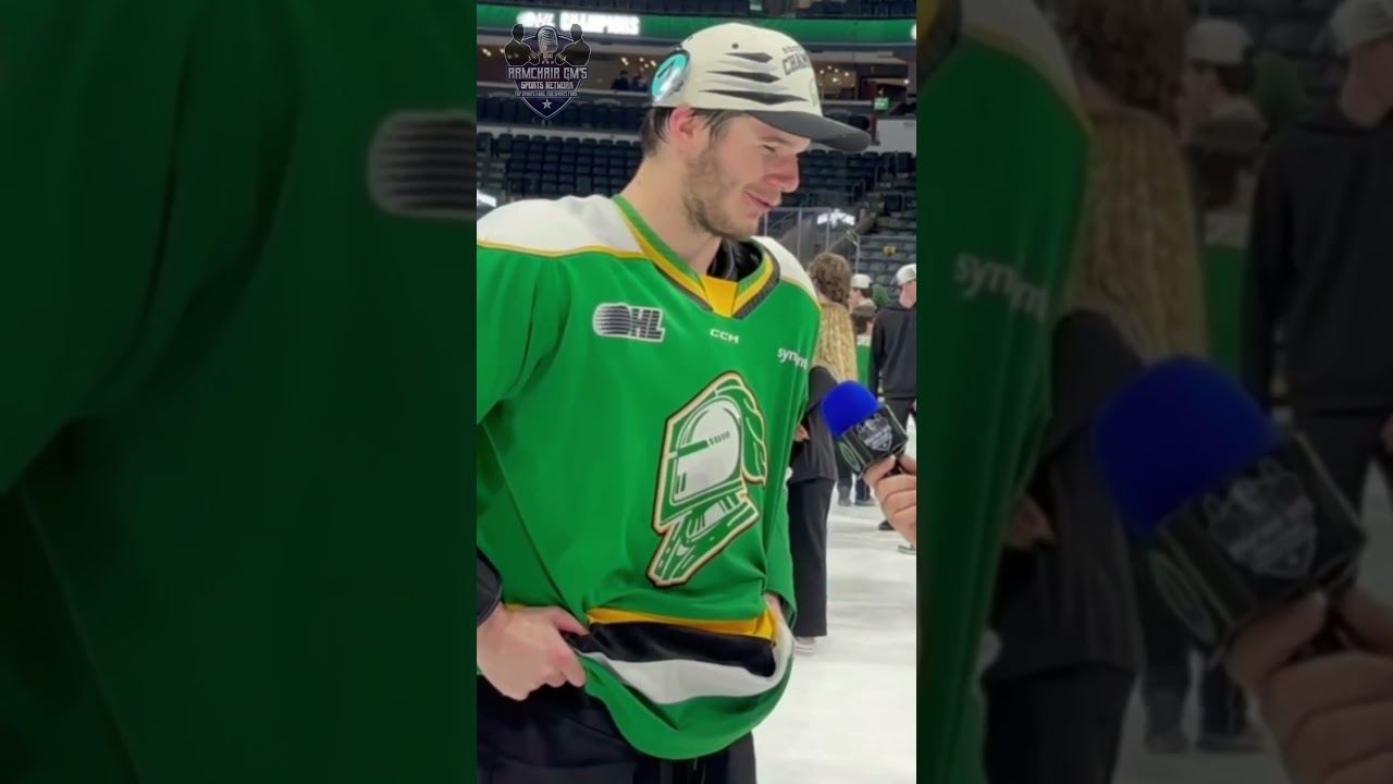 #sanjosesharks 1st rounder Sam Dickinson on winning back-to-back #ohl finals with Kasper Halttunen.