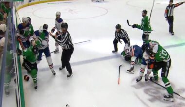 Stars & Oilers Scrum As Game Ends