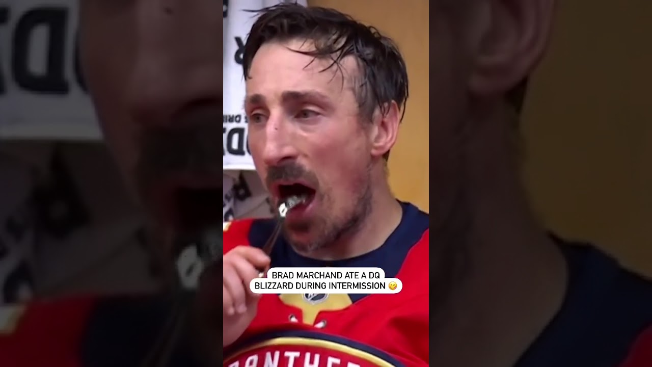 Brad Marchand Eating A Blizzard At Intermission 🍦