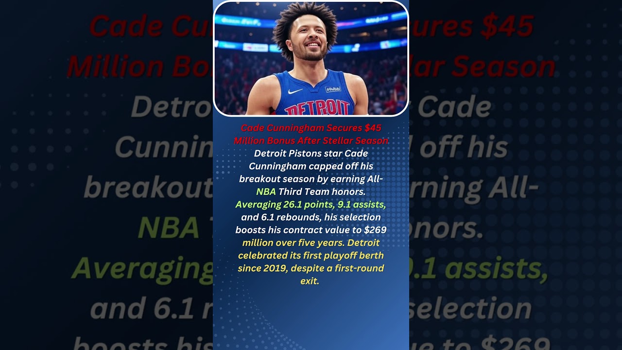 Cade Cunningham Secures $45 Million Bonus After Stellar Season Detroit Pistons star Cade Cunningham