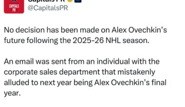 An e-mail was sent to Caps season ticket holders saying that next season was going to be Ovechkin’s last NHL season. The Caps PR team shut that down real quick.