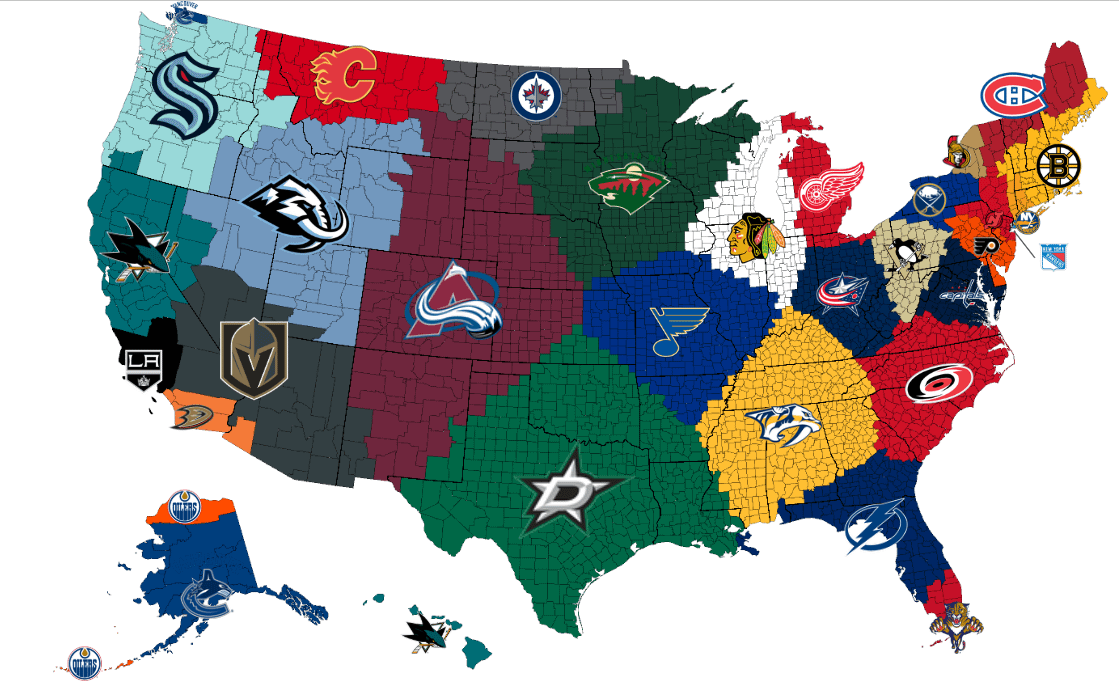 2025 Updated- Closest Hockey City by Central County/Province Coordinates