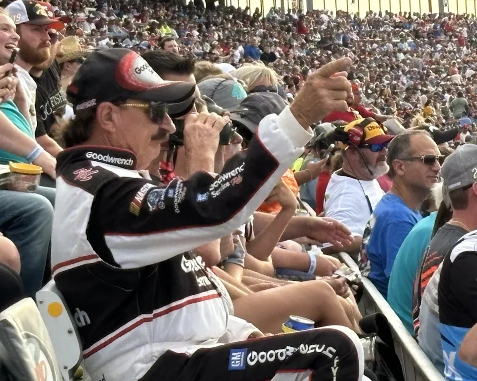 A Dale Earnhardt Sr. look-alike at the 2024 NASCAR Cup Series Cook Out 400 at the Richmond Raceway.