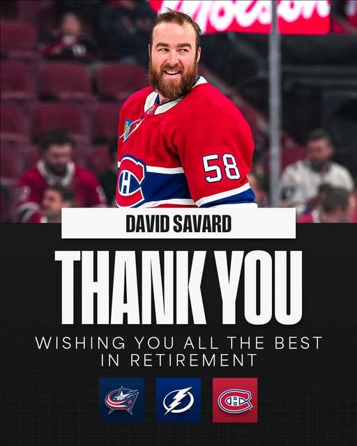 After 870 NHL games, Stanley Cup champion David Savard is calling it a career