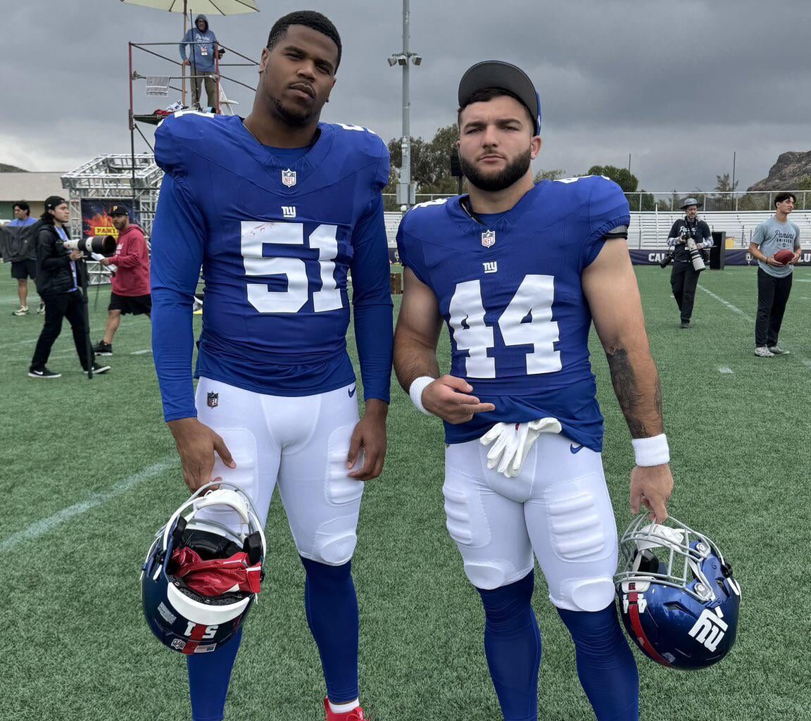Abdul Carter and Cam Skattebo at the Rookie Premiere