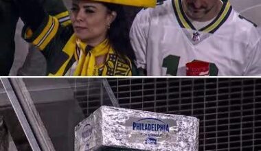 When cheeseheads clash with cream cheese bricks—NFL fandom just got a whole lot tastier. 🧀🧱💚