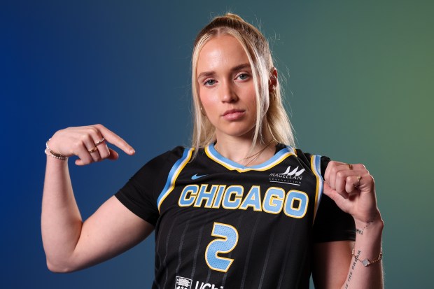 Sky guard Hailey Van Lith at media day Monday, May 12, 2025. (Eileen T. Meslar/Chicago Tribune)