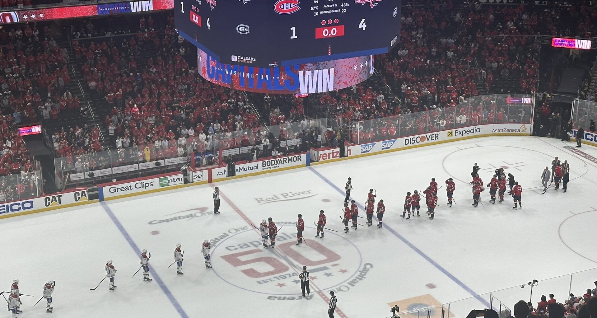 Caps advance to face the Hurricanes. Montreal is eliminated from the 2025 Playoffs.