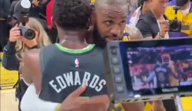 LeBron tells Ant: "make the next step now..." as Ant nods in agreement after the game (video via: @NBA)