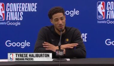 Tyrese Haliburton on his dad being back in the arena: "I know we're saying free pops and pops was free, but he was not in jail, he happened to be in a very beautiful home sitting very pretty watching NBA basketball. He's just fine"
