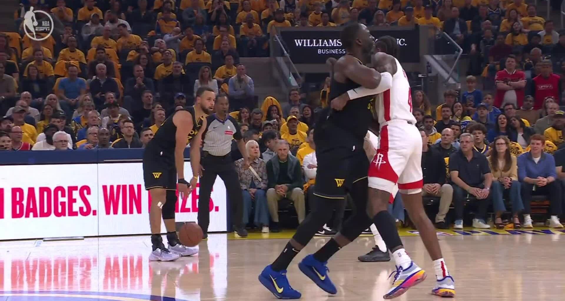 [Highlight] Draymond Green hits Jalen Green in the head (with replays).
Upon review, it was upgraded to a Flagrant-1 foul.