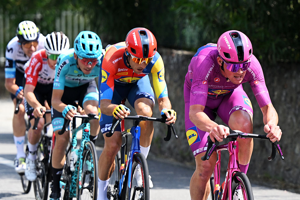 SESTRIERE VIALATTEA ITALY MAY 31 Mads Pedersen of Denmark and Team Lidl Trek Purple Points Jersey during the 108th Giro dItalia 2025 Stage 20 a 2053km stage from Verres to Sestriere Vialattea 2036m UCIWT on May 31 2025 in Sestriere Vialattea Italy Photo by Dario BelingheriGetty Images