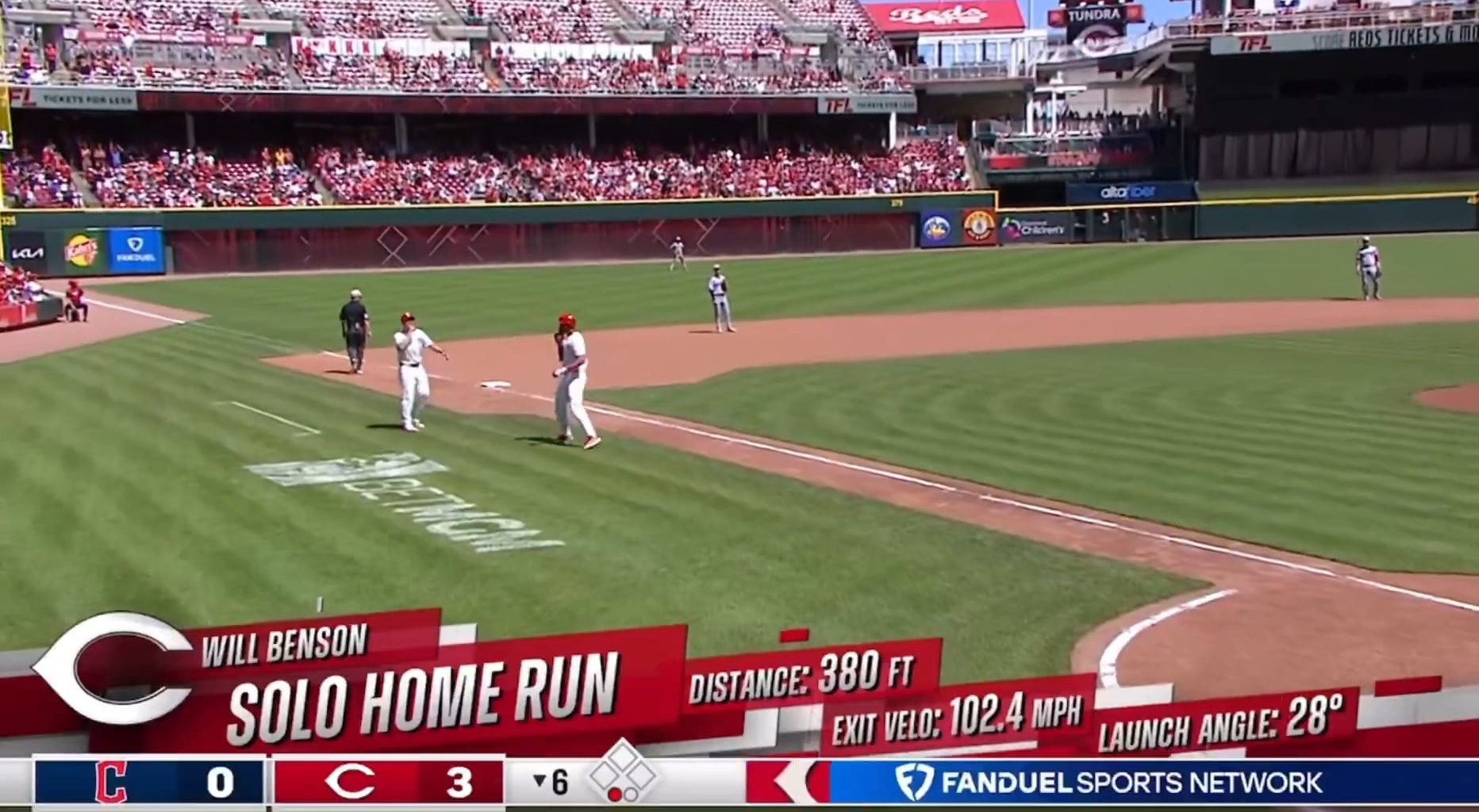 Will Benson's 2nd homer as heard on all broadcasts