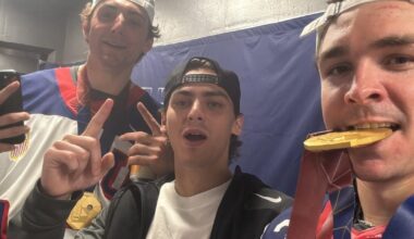 Locker room photos of the boys after winning gold