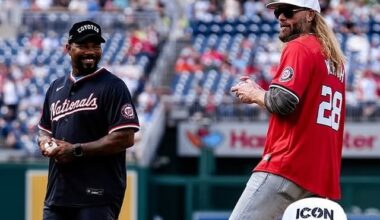 Howie Kendrick rocking a Coyotes hat at Nationals Park yesterday