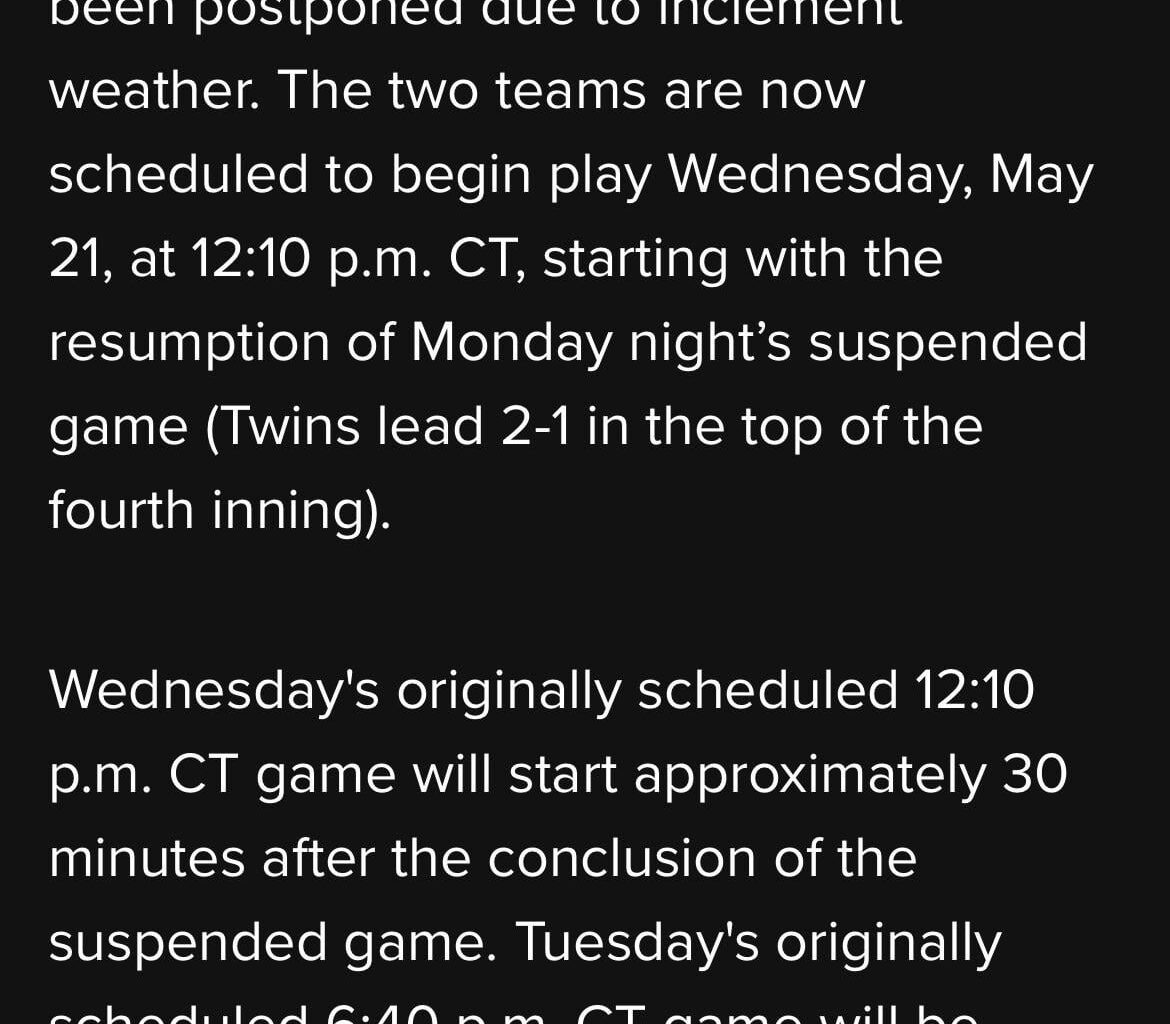 Today’s game are postponed, DHs scheduled for tomorrow and September 20th per MLB