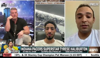 Tyrese Haliburton goes on the Pat McAfee Show to talk to the Pacers fan that was attacked by Knicks fans after Game 6: "I want to personally bring you and a plus-1 out here to Indiana for Game 4, everyone in the org wants to make sure you're taken care of, everyone on the team's excited to meet you"