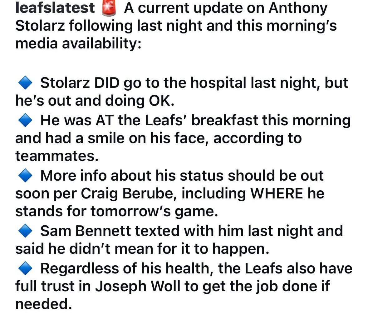 Stolarz Status is still questionable for game 2, Updates on Stolarz